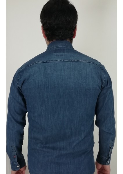 Slim Fit Kot Erkek Gömlek