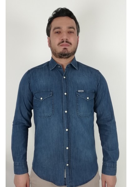 Slim Fit Kot Erkek Gömlek