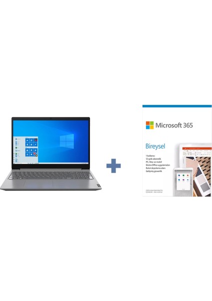 V15 IIL Intel Core i3 1005G1 8GB 256GB SSD Windows 10 Home 15.6" FHD Taşınabilir Bilgisayar 82C500QTTX + Microsoft 365 1 Yıllık Dijital Bireysel