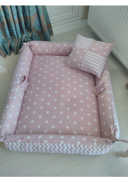 Pudra Yıldızlı Zikzaklı Kare Babynest Set modelleri