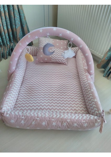 Pudra Yıldızlı Zikzaklı Kare Babynest Set fırsatları