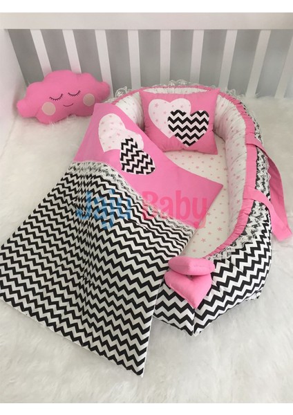 Jaju Baby  Siyah Zikzaklı Lüx Babynest Set