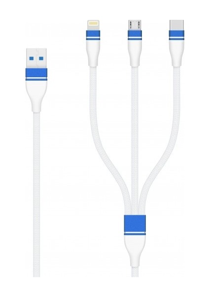 3'lü USB 2.1A micro-Typec-1.2 m Şarj Kablosu