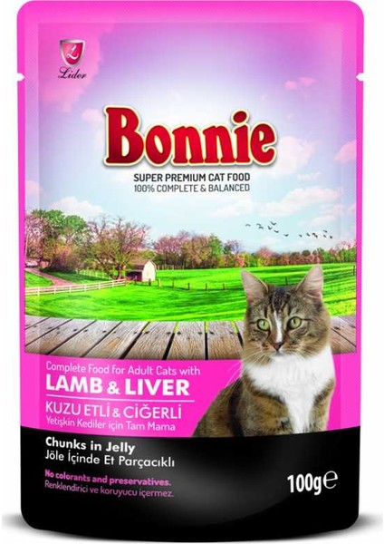 Pouch Kuzu Etli ve Ciğerli Yetişkin Kedi Konservesi 100GR
