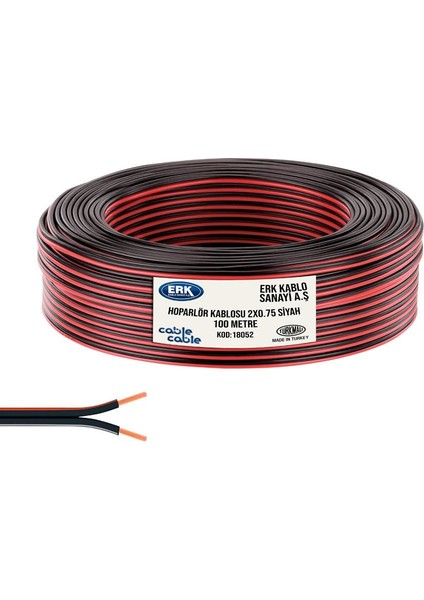 100 M Elektrik Hoparlör ve Ses Kablosu Siyah 2X0.75MM