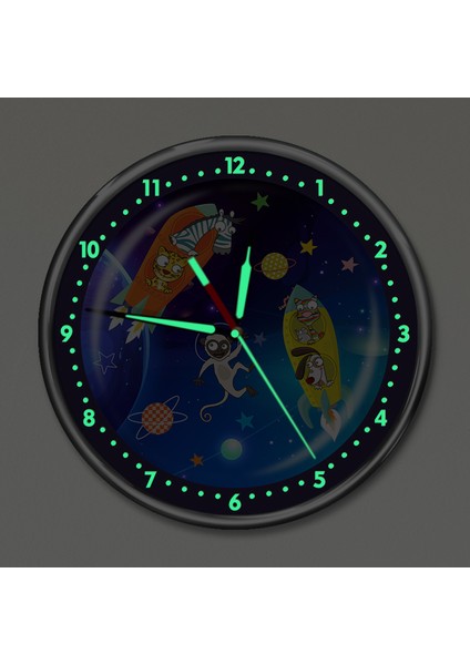 Dekor Loft Premium Gece Parlayan Komik Uzaylı Çocuk Odası Duvar Saati fiyatları