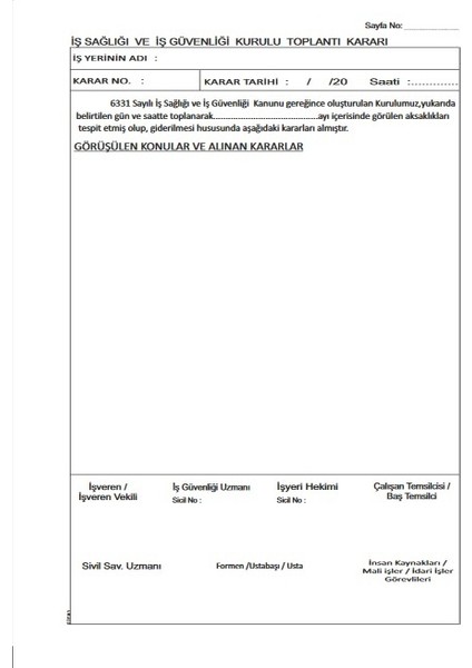 İş Sağlığı ve Iş Güvenliği Kurulu Karar Defteri Ciltli Otokopili fiyatları