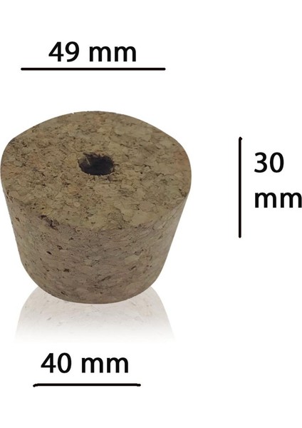 Delikli Cam Damacana Mantarı 49 * 40 * 30 mm Konik Mantar