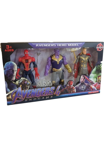 Marvel Kahramanlar Örümcek Adam Thanos Thor 3'lü Set