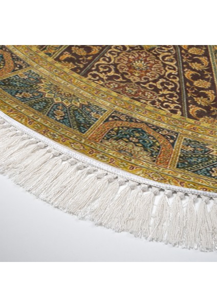 Yıldız Kaymaz Deri Tabanlı Saçaklı Yıkanabilir Dijital Halı Oval Bej modelleri