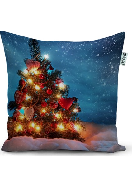 Yılbaşı Temalı 3D Baskılı Dekoratif Kırlent Kılıfı