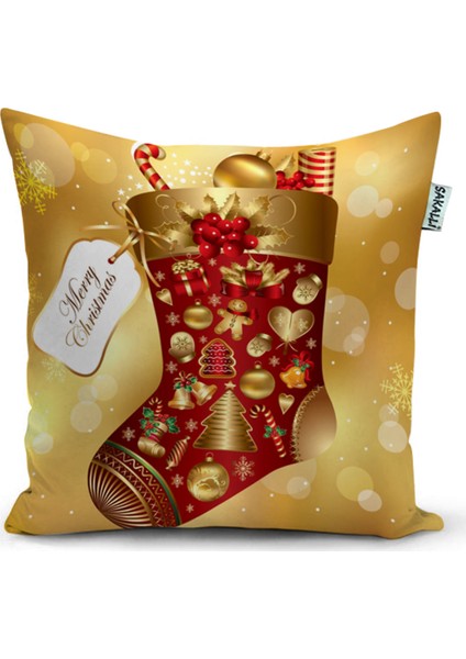 Yılbaşı Temalı 3D Baskılı Dekoratif Kırlent Kılıfı