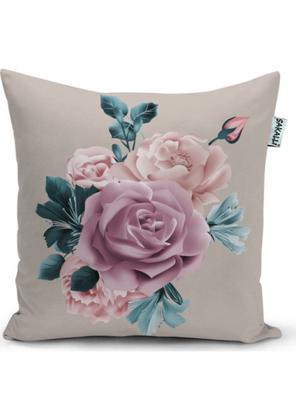 Gül Desen 3D Baskılı Dekoratif Kırlent Kılıfı