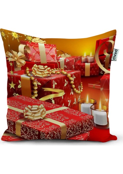 Yılbaşı Temalı 3D Baskılı Dekoratif Kırlent Kılıfı