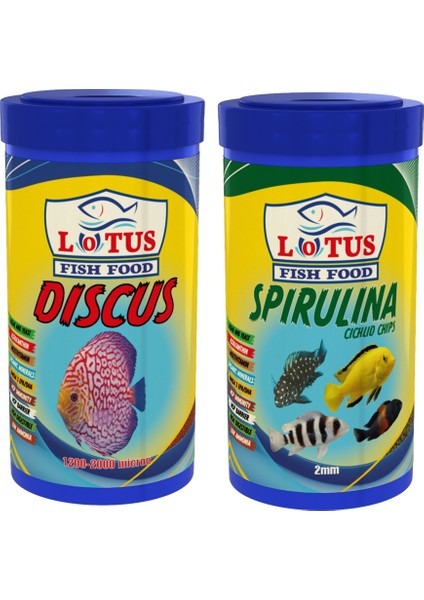 Discus 1000ML + Spirulina 1000 ml Balık Yemi