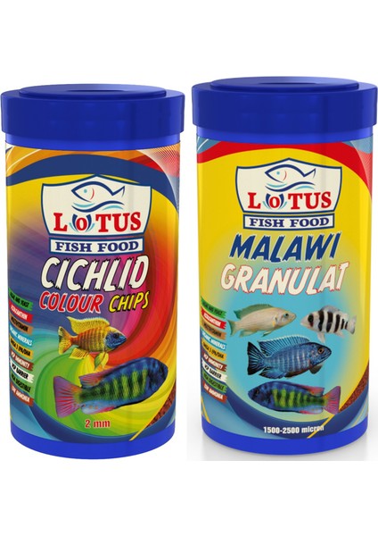 Cichlid Colour 1000 ml + Malawi Granulat 1000 ml Balık Yemi