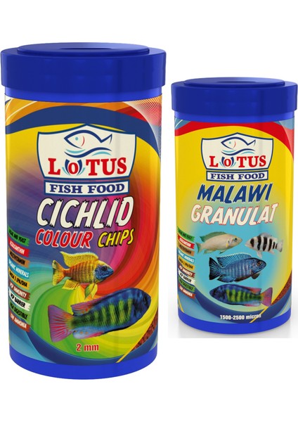 Cichlid Colour 1000 ml + Malawi Granulat 250 ml Balık Yemi