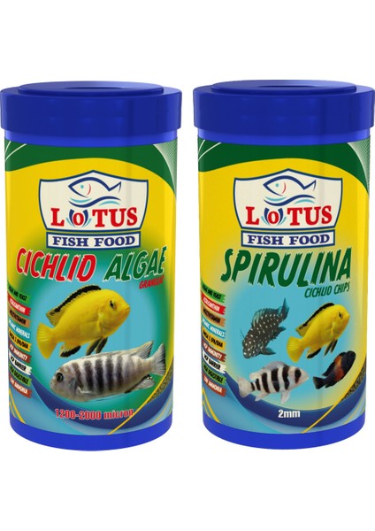 Cichlid Algae 1000 ml + Spirulina 1000 ml Balık Yemi