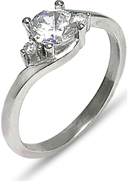 Beyaz Taşlı Tek Taş Kadın Yüzük (Kod 2020059)