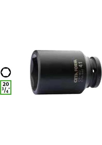 C74-H34 3/4" 6 Köşe Havalı Derin Lokma Anahtarı