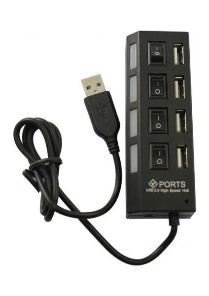 Polygold PG-286 4 Port USB Çoklayıcı 2.0 On-Off Tuşlu