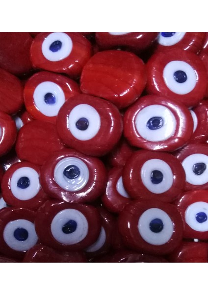 10 Adet Kırmızı Cam Nazar Boncuğu