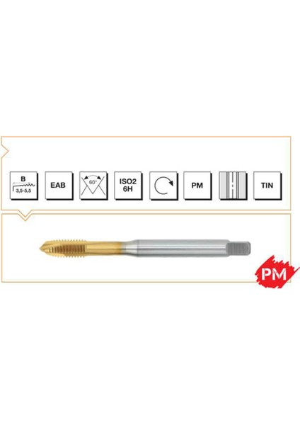 Makina Takım M6 Hsse DIN371/B Tın Kaplamalı Venüs Makine Kılavuzu