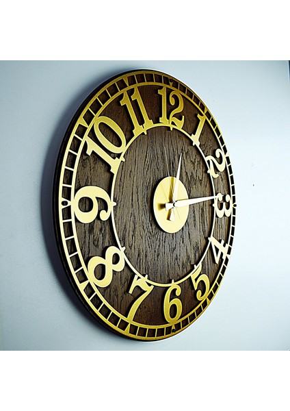 Kayra Duvar Saati Masif Kanvas Latin Gold 70CM