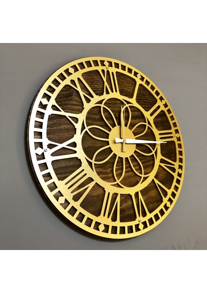 Kayra Duvar Saati Masif Papatya Gold 50CM