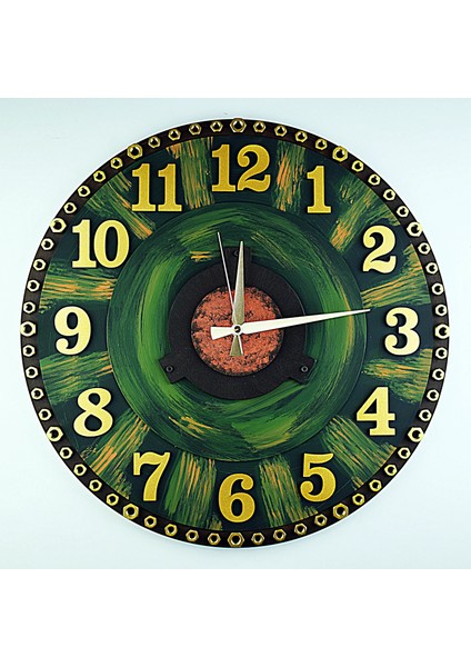 Kayra Duvar Saati Somun Green Latin 50CM