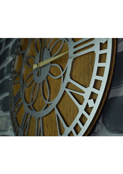 Kayra Duvar Saati Masif Papatya Silver 50CM