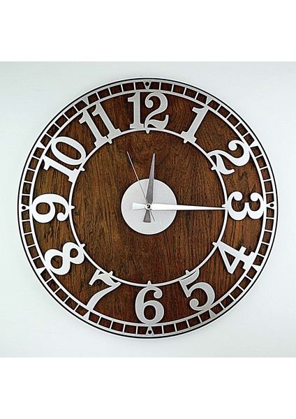 Kayra Duvar Saati Masif Kanvas Latin Silver 50CM