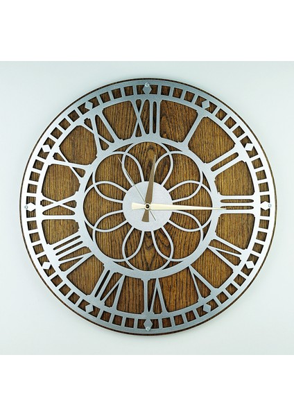 Kayra Duvar Saati Masif Papatya Silver 90CM