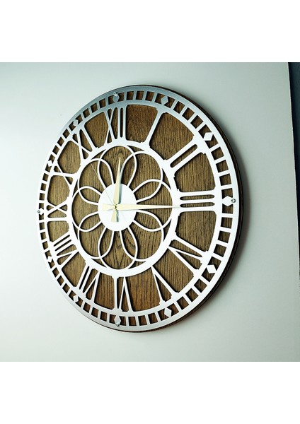 Kayra Duvar Saati Masif Papatya Silver 90CM