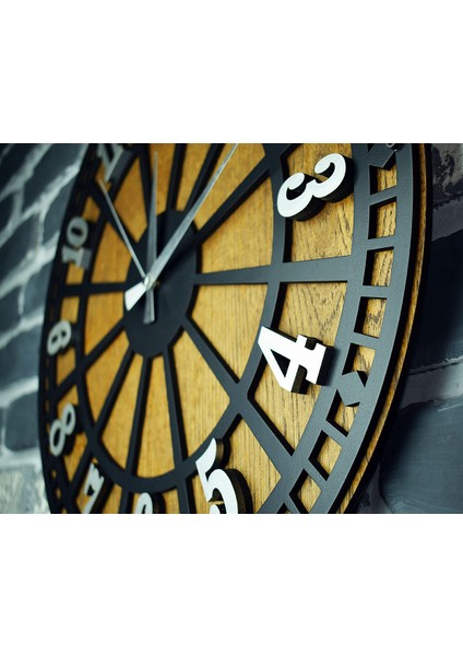 Kayra Duvar Saati Masif Rustik Latin Silver 90CM