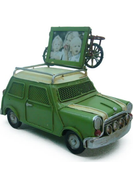 Dekoratif Metal Mini Cooper Çerçeve Kumbaralı