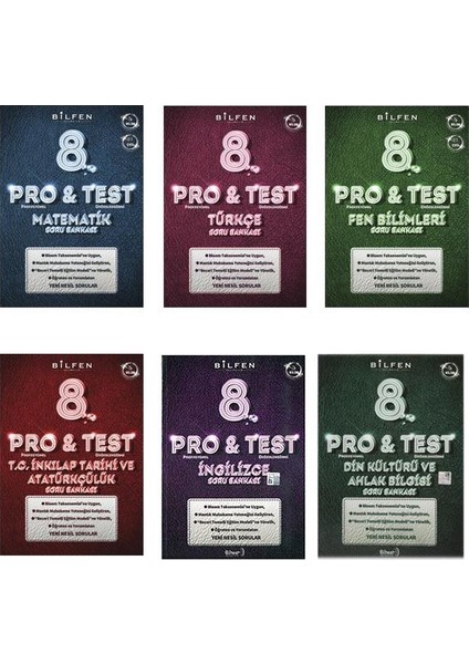 8. Sınıf Pro Test Soru Bankası Seti 6'lı Matematik Fen İnkılap Tarihi Türkçe İngilizce Din Kültürü ve Ahlak Bilgisi