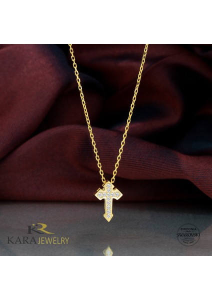 Gümüş Kolye Swarovskı Taşlı Haç Temalı Altın Kaplama Bayan Kolye fiyatları