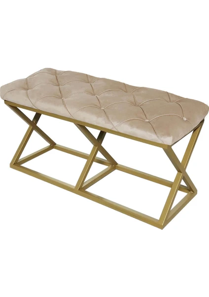 Gold - Beyaz Bench Puf