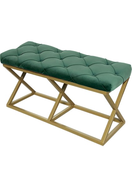 Altın Ayaklı Yeşil Bench Puf