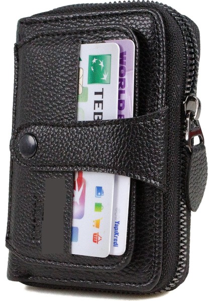 HT-70 Suni Deri 17 Adet Kartlık ve Kağıt Para Bölmeli Cüzdan Unisex