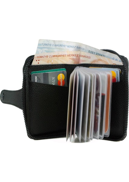 HT-70 Suni Deri 17 Adet Kartlık ve Kağıt Para Bölmeli Cüzdan Unisex fırsatları