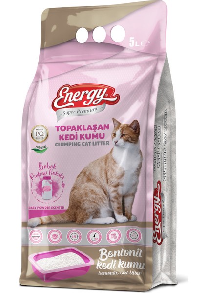 Topaklaşan Kedi Kumu Bebek Pudrası Kokulu - 5kg