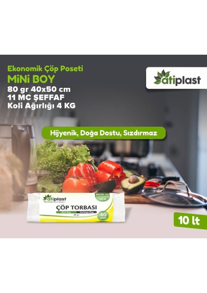 Çöp Torbası Mini Şeffaf 80gr 45X50 40li