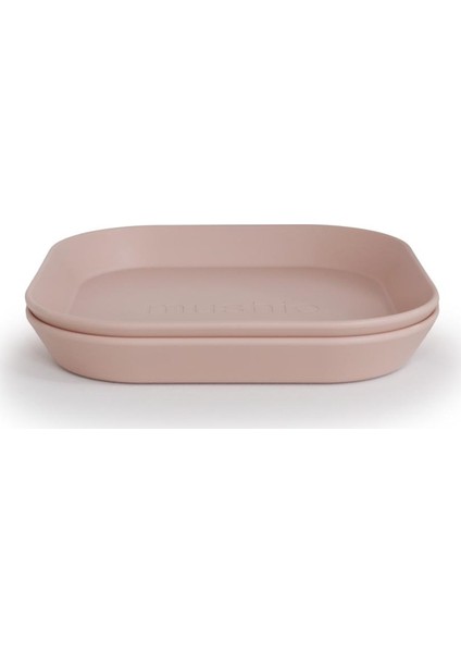 Dinner Plate Round Square Blush- Mushie Kare Tabak Uçuk Pembe Rengi