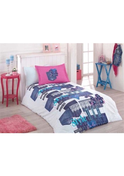 Girl Denim Pembe Nevresim Takımı Tek Kişilik TK0071