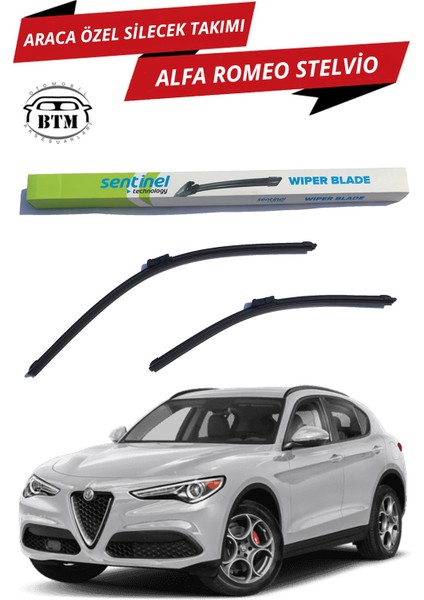 Alfa Romeo Stelvio Sentinel Araca Özel Ön Silecek Takımı Sağ ve Sol