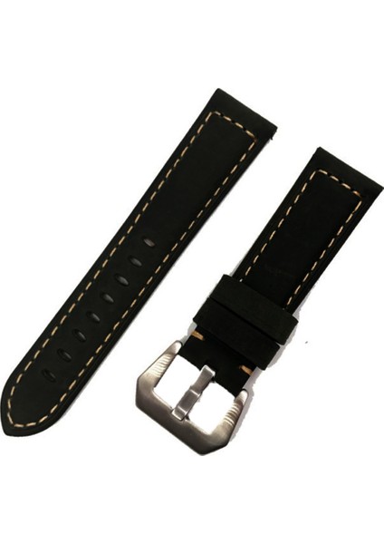 Samsung Galaxy Watch 3 45 mm 22 mm Metal Tokalı Deri Kordon Siyah