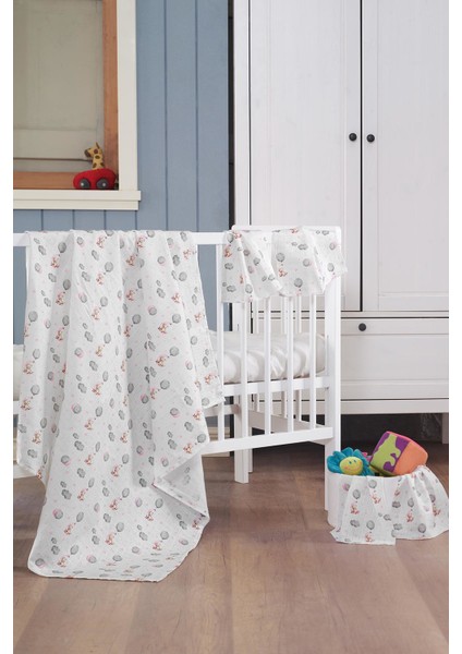 Müslin Bebek Battaniye + Ağız Bezi (4 Lü) 120*120, Pembe, Pamıra