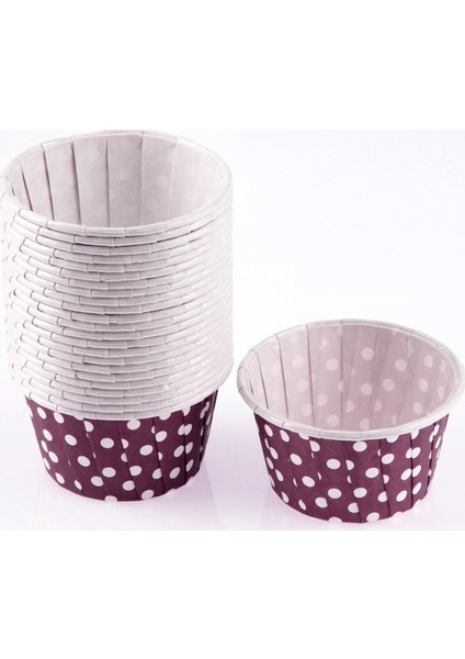 Mor Zemin Beyaz Puantiyeli Muffin Kabı 50X39 25'li